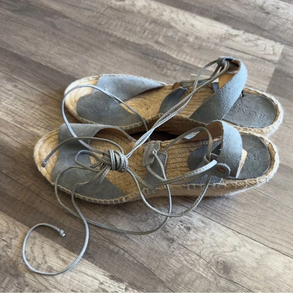 NWT Anthropologie Romena Espadrille Blue Suede Wedges Sandals 40